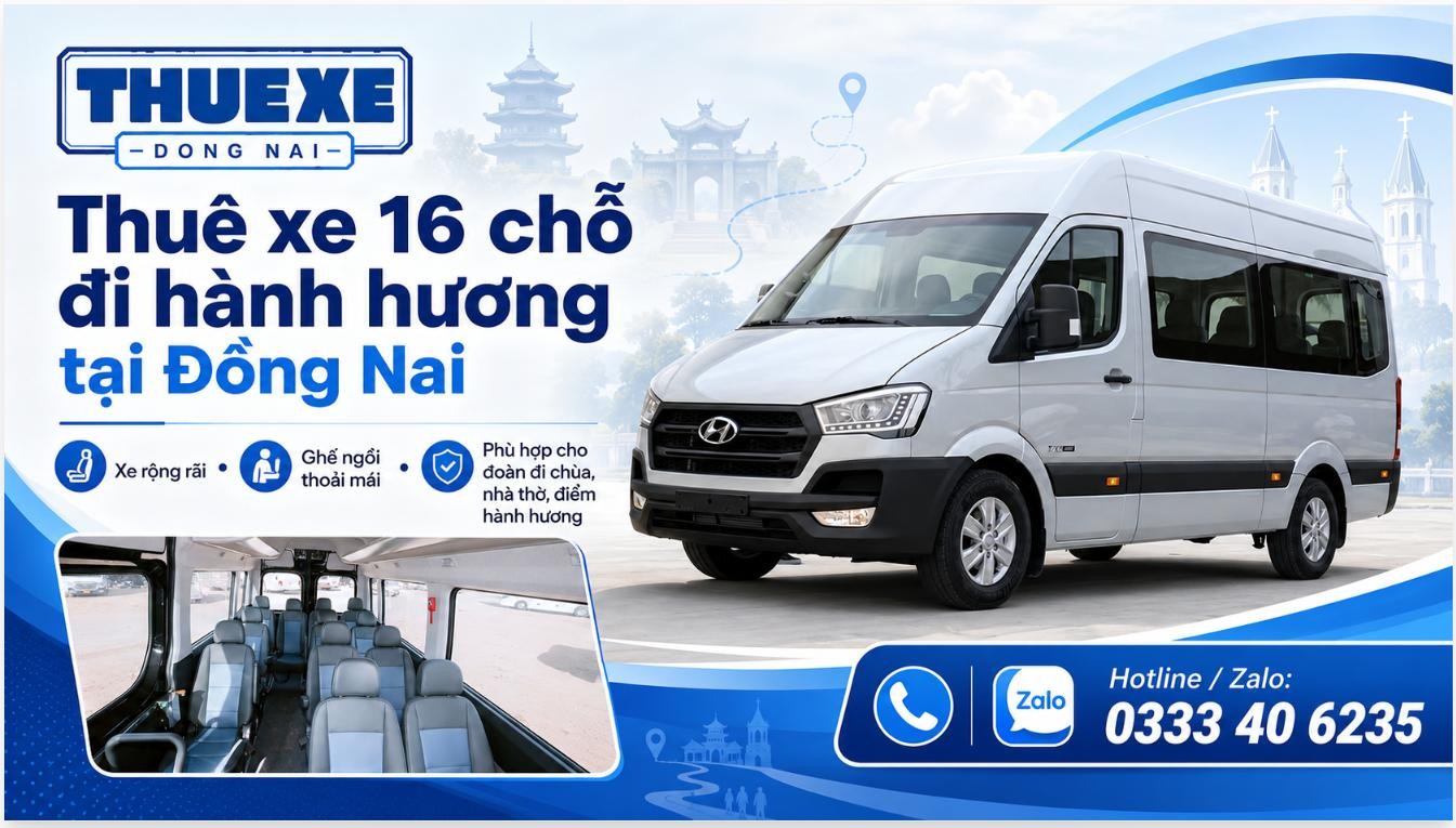 Chuyên cho thuê xe 16 chỗ đi hành hương tại Gia Lai